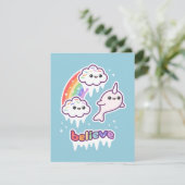 Cute Narwhal Birthday Party Invitations Kaart (Staand voorkant)