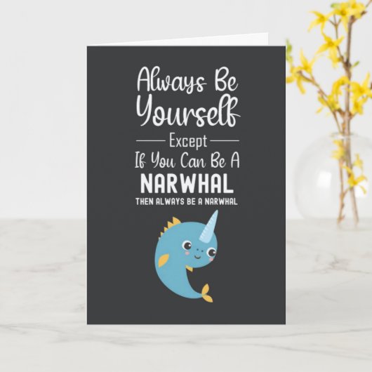 Cute Narwhal Cards Boy Ocean Whale For Kids Kaart (Gele Bloem)