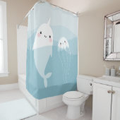 Cute narwhal en kwallen douchegordijn (In situ)