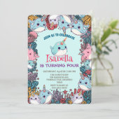 Cute Narwhal fish Pattern Watercolor Under the Sea Kaart (Staand voorkant)