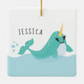 Cute Narwhal Girls Keramisch Ornament (Achterkant)