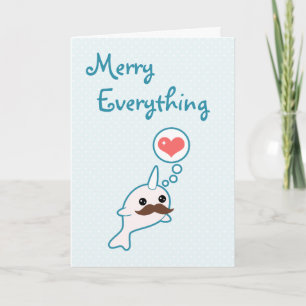 Cute Narwhal Holiday Feestdagen Kaart