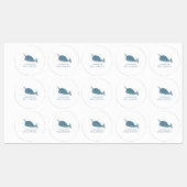Cute Narwhal in Blue Personalized Labels (Vel)