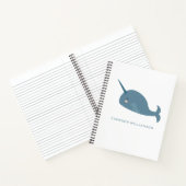 Cute Narwhal in Blue Personalized Notitieboek (Binnen)