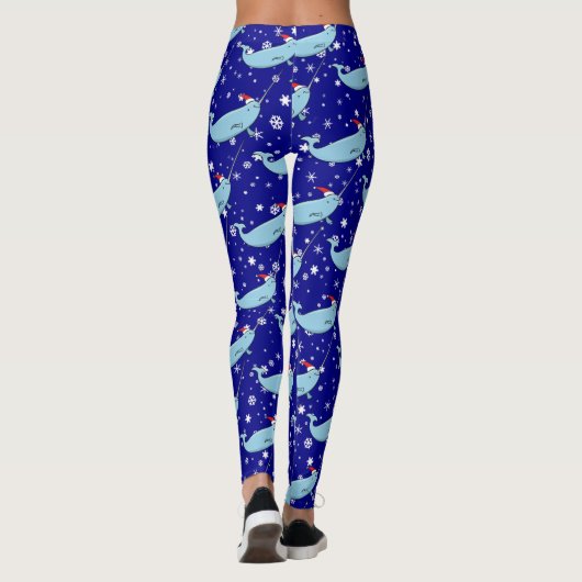 Cute Narwhal in Santa Hat Pattern Leggings (Achterkant)