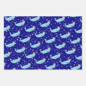 Cute Narwhal in Santa Hat Pattern Wrapping Paper (Voorkant 3)