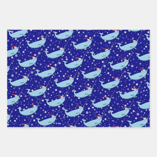 Cute Narwhal in Santa Hat Pattern Wrapping Paper (Voorkant 3)