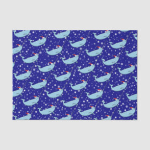 Cute Narwhal in Santa Hat Pattern Wrapping Paper Tissuepapier