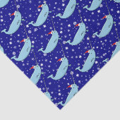 Cute Narwhal in Santa Hat Pattern Wrapping Paper Tissuepapier (Detail)