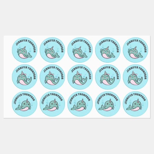 Cute Narwhal Labels (Vel)