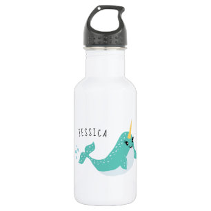Cute Narwhal met Eyelashes Illustratie Waterfles
