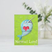 Cute Narwhal met hart Briefkaart (Staand voorkant)