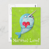 Cute Narwhal met hart Briefkaart (Voorkant / Achterkant)