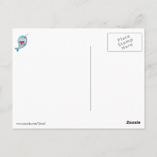 Cute Narwhal met hart Briefkaart (Achterkant)