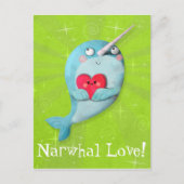 Cute Narwhal met hart Briefkaart (Voorkant)