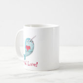 Cute Narwhal met hart Koffiemok (Voorkant links)