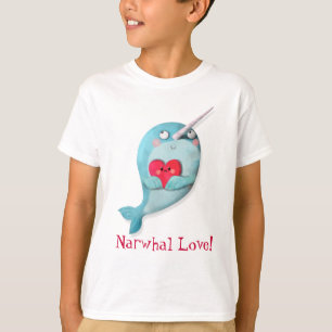Cute Narwhal met hart T-shirt