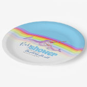 Cute narwhal moeder babyblauwe regenboog baby show papieren bordje (Gekanteld)