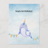 Cute Narwhal Ocean Theme Narwal Birthday Invite Briefkaart (Voorkant)