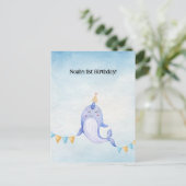 Cute Narwhal Ocean Theme Narwal Birthday Invite Briefkaart (Staand voorkant)