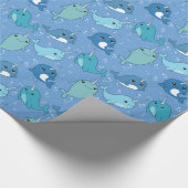 Cute Narwhal Pattern Cadeaupapier (Hoek)
