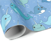 Cute Narwhal Pattern Cadeaupapier (Rol Hoek)
