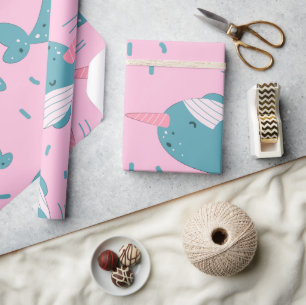 Cute Narwhal Pattern Cadeaupapier