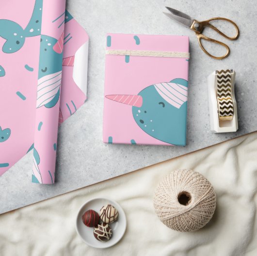 Cute Narwhal Pattern Cadeaupapier (Crafts)