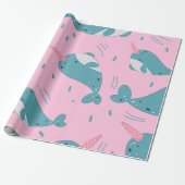 Cute Narwhal Pattern Cadeaupapier (Uitgerold)