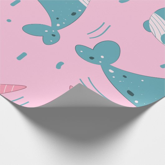 Cute Narwhal Pattern Cadeaupapier (Hoek)