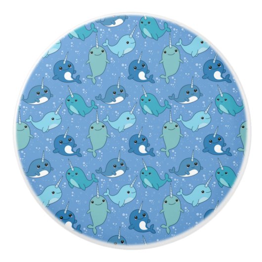 Cute Narwhal Pattern Keramische Knop (Voorkant)