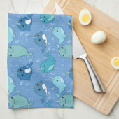 Cute Narwhal Pattern Theedoek (Quarter Fold)