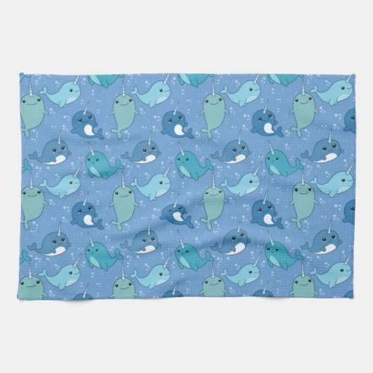 Cute Narwhal Pattern Theedoek (Horizontaal)