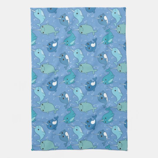 Cute Narwhal Pattern Theedoek (Verticaal)