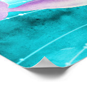 Cute narwhal regenboog onderwater waterverf naam poster (Hoek)