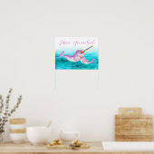 Cute narwhal regenboog onderwater waterverf naam poster (Keuken)