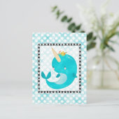 Cute Narwhal - Turquoise Aqua Whale Briefkaart (Staand voorkant)