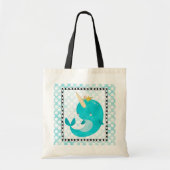 Cute Narwhal - Turquoise Nursery Print Tote Bag (Voorkant)