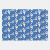 Cute Narwhal Whimsical Cartoon Pattern in Blue Inpakpapier Vel (Voorkant 3)
