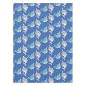 Cute Narwhal Whimsical Cartoon Pattern in Blue Tafelkleed (Voorkant)