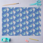 Cute Narwhal Whimsical Cartoon Pattern in Blue Tissuepapier (Craft)