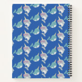 Cute Narwhal Whimsical Pattern Blue, gepersonalise Notitieboek (Achterkant)