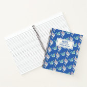 Cute Narwhal Whimsical Pattern Blue, gepersonalise Notitieboek (Binnen)