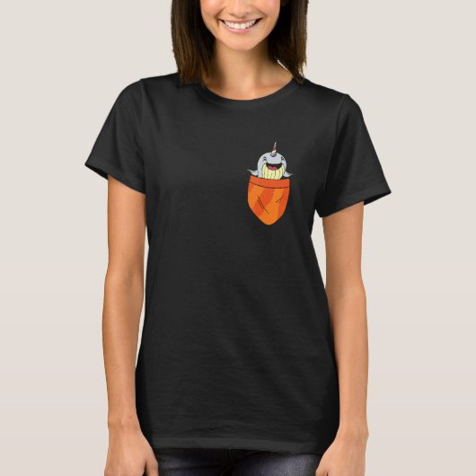 Cute Narwhale With a Rainbow Horn In My Pocket Cut T-shirt (Voorkant)