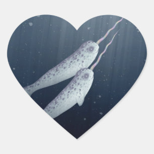 Cute Narwhals die onder water zwemmen Hart Sticker