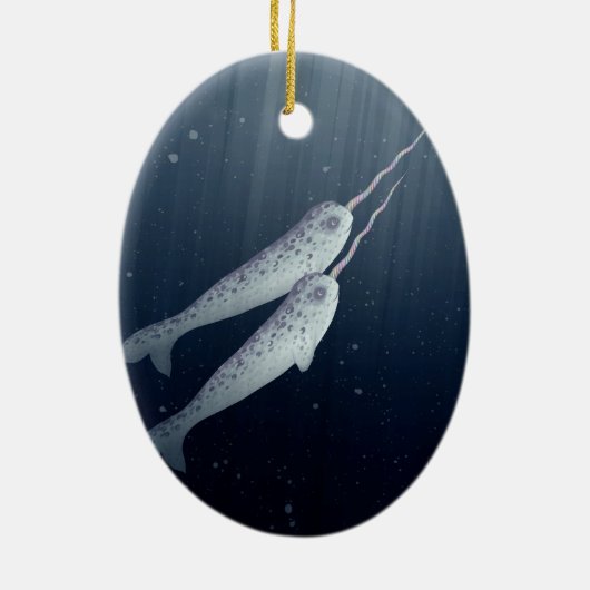 Cute Narwhals die onder water zwemmen Keramisch Ornament (Achterkant)