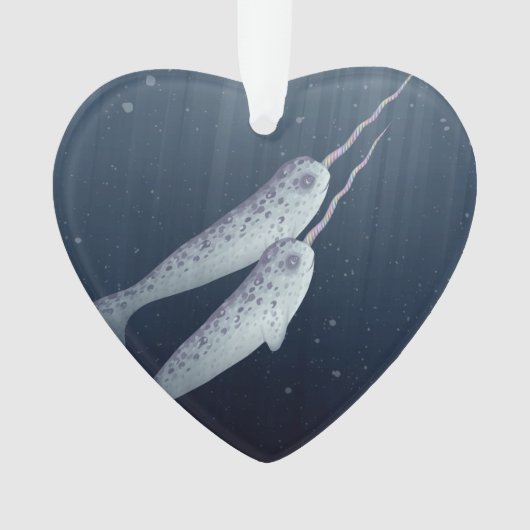 Cute Narwhals die onder water zwemmen Ornament (voorkant)