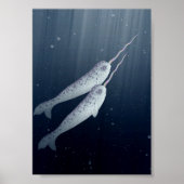 Cute Narwhals die onder water zwemmen Poster (Voorkant)