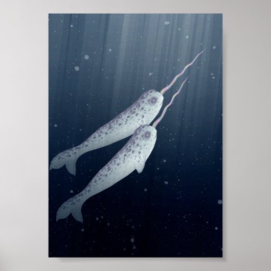 Cute Narwhals die onder water zwemmen Poster (Voorkant)