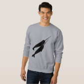 Cute Narwhals die samen met Black Silhouette zwemm Trui (Voorkant volledig)